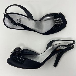 Stuart Weitzman Black Slingback Size 8 Rhinestone
